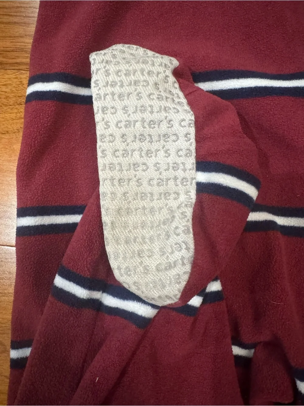 Carter's Burgundy Striped Tow Truck Footed One-Piece Pajama- size 5T